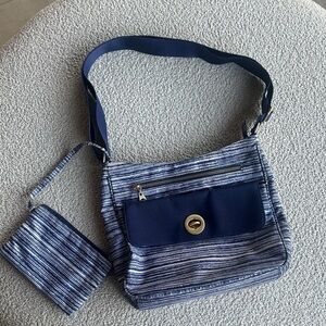 Baggallini Navy and White Shoulder Bag